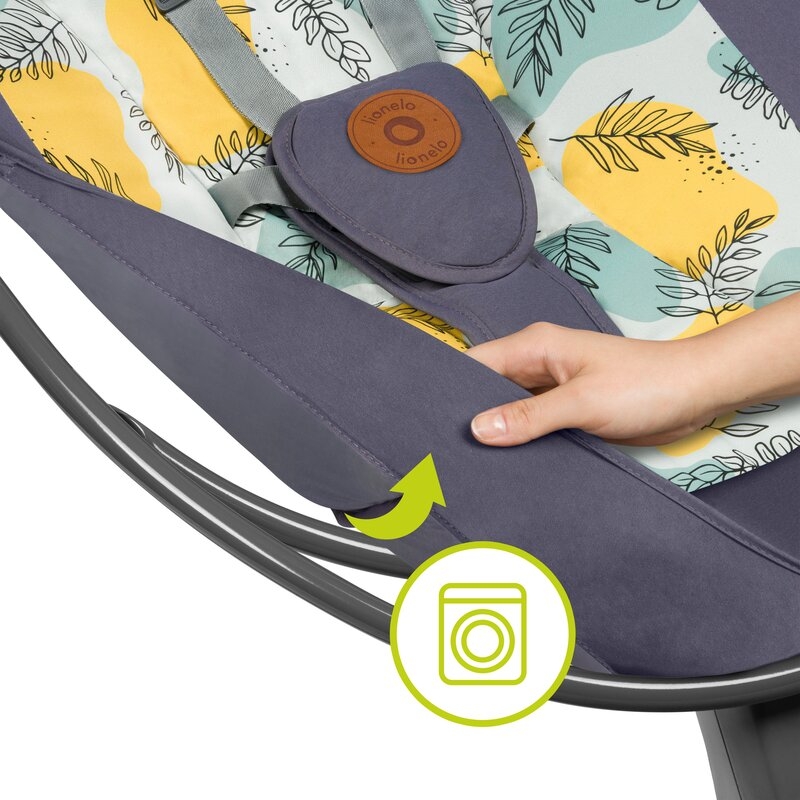 Lionelo - Balansoar si sezlong copii, Ralf, 2 in 1, Electric, Cu telecomanda si cablu USB, Cu miscare laterala de balansare si 5 niveluri diferite de viteza, Cu 12 melodii, Gri