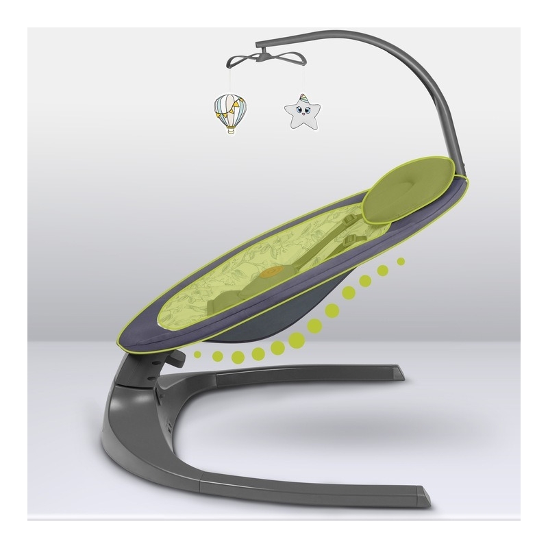 Lionelo - Balansoar si sezlong copii, Ralf, 2 in 1, Electric, Cu telecomanda si cablu USB, Cu miscare laterala de balansare si 5 niveluri diferite de viteza, Cu 12 melodii, Gri Grafit