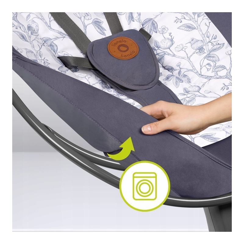Lionelo - Balansoar si sezlong copii, Ralf, 2 in 1, Electric, Cu telecomanda si cablu USB, Cu miscare laterala de balansare si 5 niveluri diferite de viteza, Cu 12 melodii, Gri Grafit