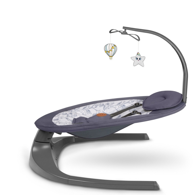 Lionelo - Balansoar si sezlong copii, Ralf, 2 in 1, Electric, Cu telecomanda si cablu USB, Cu miscare laterala de balansare si 5 niveluri diferite de viteza, Cu 12 melodii, Gri Grafit
