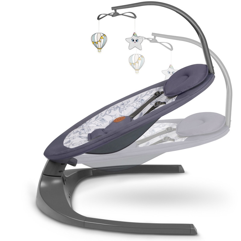 Lionelo - Balansoar si sezlong copii, Ralf, 2 in 1, Electric, Cu telecomanda si cablu USB, Cu miscare laterala de balansare si 5 niveluri diferite de viteza, Cu 12 melodii, Gri Grafit