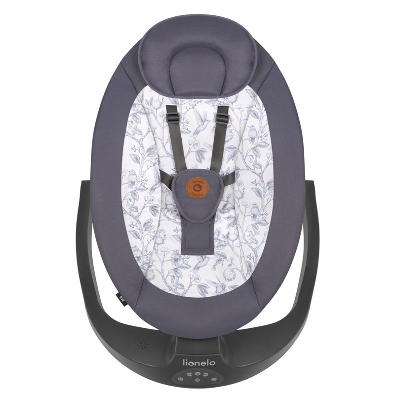 Lionelo - Balansoar si sezlong copii, Ralf, 2 in 1, Electric, Cu telecomanda si cablu USB, Cu miscare laterala de balansare si 5 niveluri diferite de viteza, Cu 12 melodii, Gri Grafit