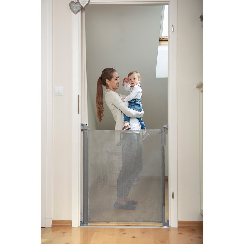 Lionelo - Poarta de siguranta cu suruburi Tulia , Textila, Retractabila din Poliester, 140 cm, Negru