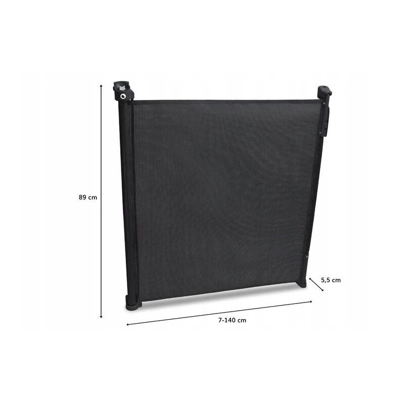 Lionelo - Poarta de siguranta cu suruburi Tulia , Textila, Retractabila din Poliester, 140 cm, Negru