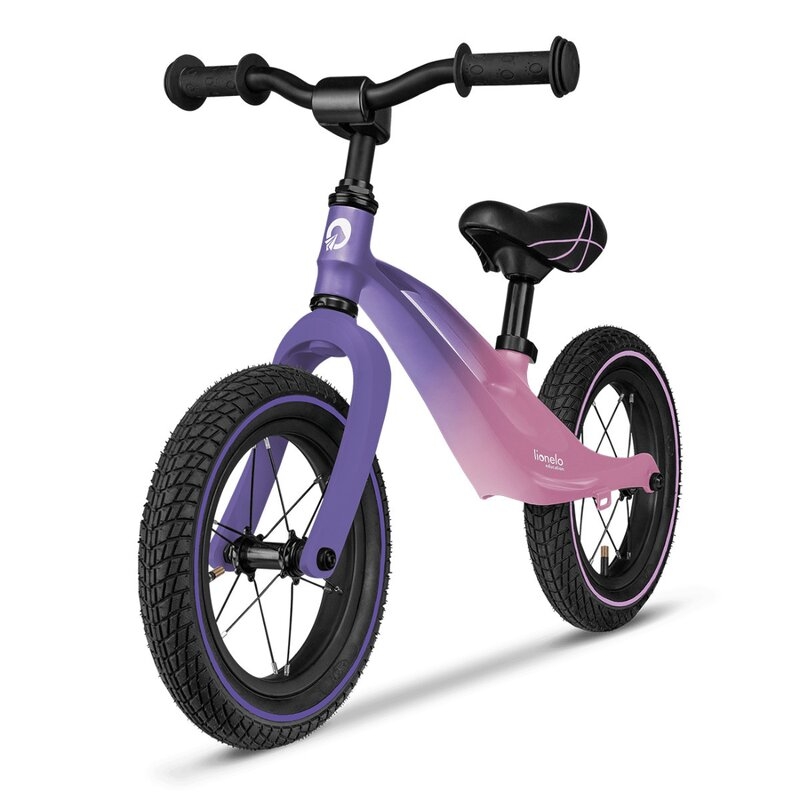 Lionelo - Bicicleta cu roti gonflabile, cu cadru din magneziu, fara pedale, 12 \'\', Bart Air , Pink Violet
