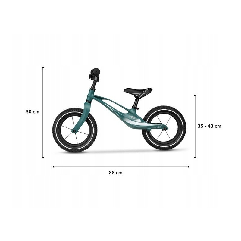 Lionelo - Bicicleta cu roti gonflabile, cu cadru din magneziu, fara pedale, 12 , Bart, Green Forest