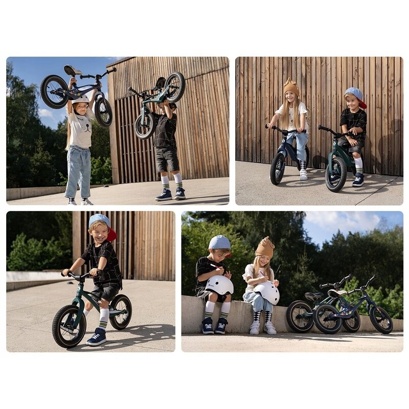 Lionelo - Bicicleta cu roti gonflabile, cu cadru din magneziu, fara pedale, 12 , Bart, Green Forest