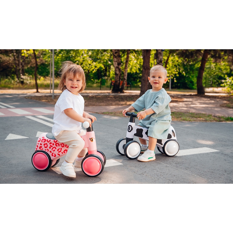 Lionelo - Bicicleta fara pedale, Sammy, Cu 4 roti, Din spuma EVA, Stabila, Manere moi, antiderapante, 12- 36 luni, Greutate maxima suportata 25 kg, Certificata EN 71-1:2014, EN 71-2:2011, EN 71-3:2019, Roz