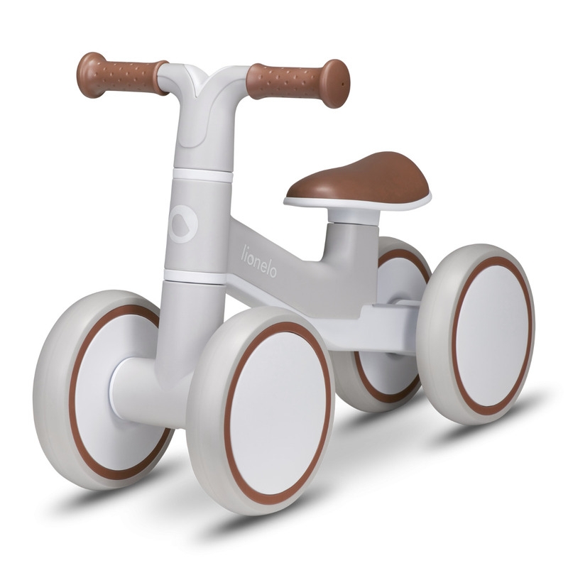 Lionelo - Bicicleta fara pedale Villy, Cu 4 roti, Din spuma EVA si TPR, Stabila, Manere moi, antiderapante, 12- 36 luni, Sustine pana la 30 kg, Certificata EN 71-1:2014, EN 71-2:2011, EN 71-3:2019, Bej
