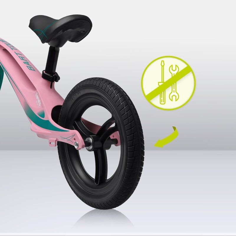 Lionelo - Bicicleta usoara Bart Tour, Fara pedale, Cu cadru din magneziu, Cu ghidon si sa reglabile, Greutate 3.8 Kg, 12 inch, Conform cu standardul european de securitate EN71, Pink Bubblegum