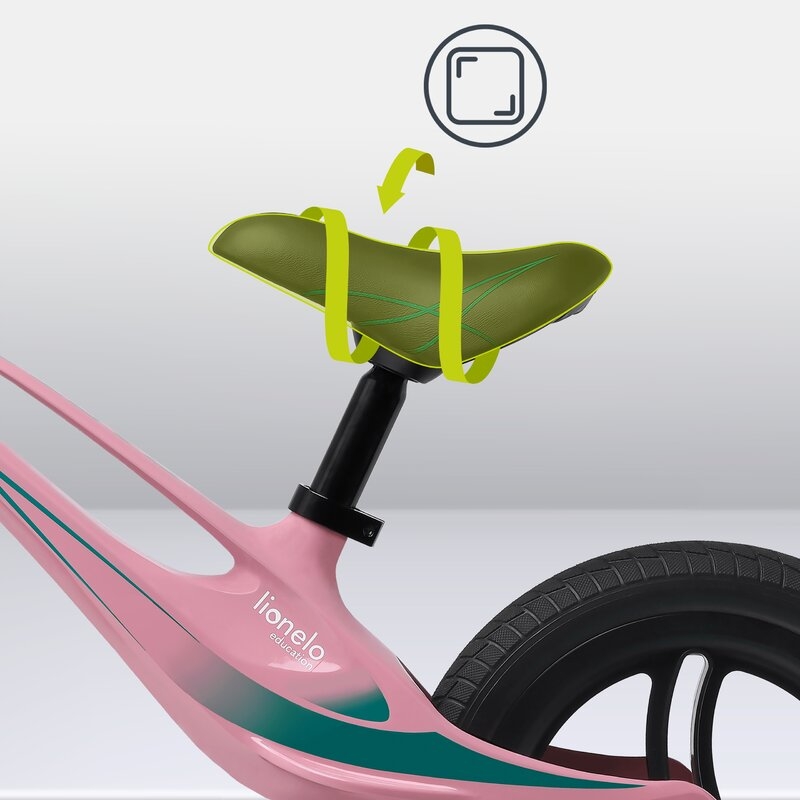Lionelo - Bicicleta usoara Bart Tour, Fara pedale, Cu cadru din magneziu, Cu ghidon si sa reglabile, Greutate 3.8 Kg, 12 inch, Conform cu standardul european de securitate EN71, Pink Bubblegum