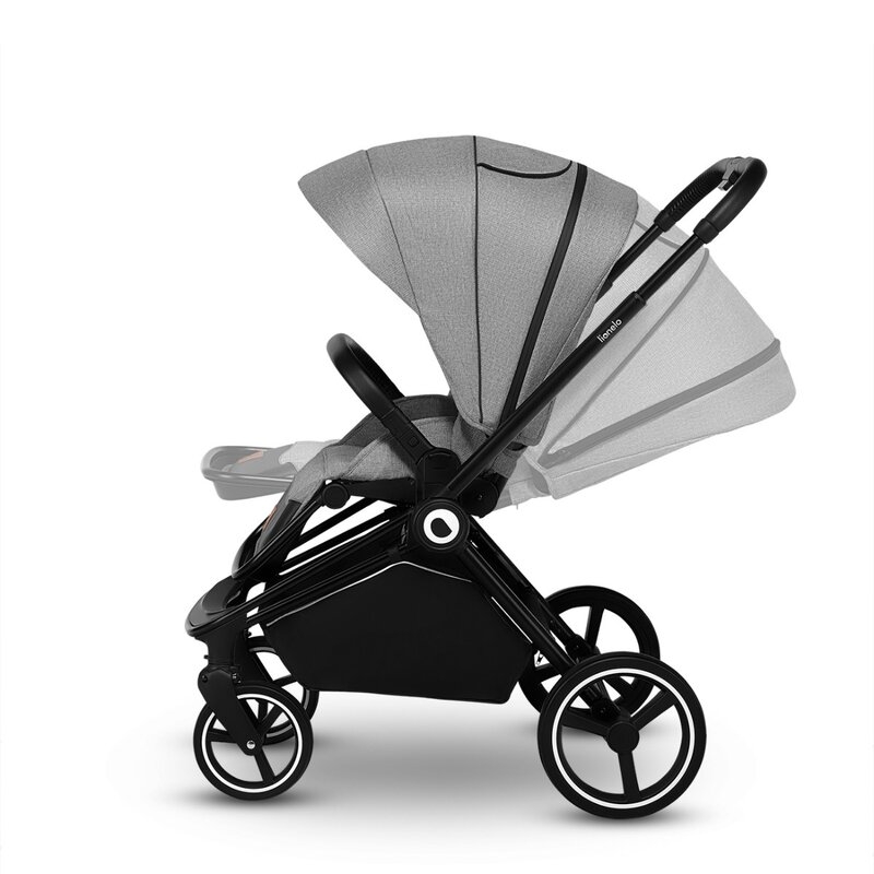Lionelo - Carucior compact Mika, 3 in 1, Cadru din aluminiu, Cu landou intarit si salteluta moale, Scoica auto, Reversibil, Maner ajustabil, Huse pentru picioare, Plasa de tantari, Husa de ploaie, Pana la 22 kg, Gri Deschis