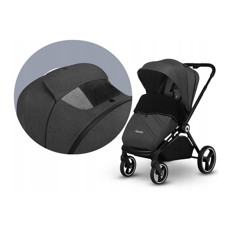 Lionelo - Carucior compact Mika, 3 in 1, Cadru din aluminiu, Cu landou intarit si salteluta moale, Scoica auto, Reversibil, Maner ajustabil, Huse pentru picioare, Plasa de tantari, Husa de ploaie, Pana la 22 kg, Gri Deschis