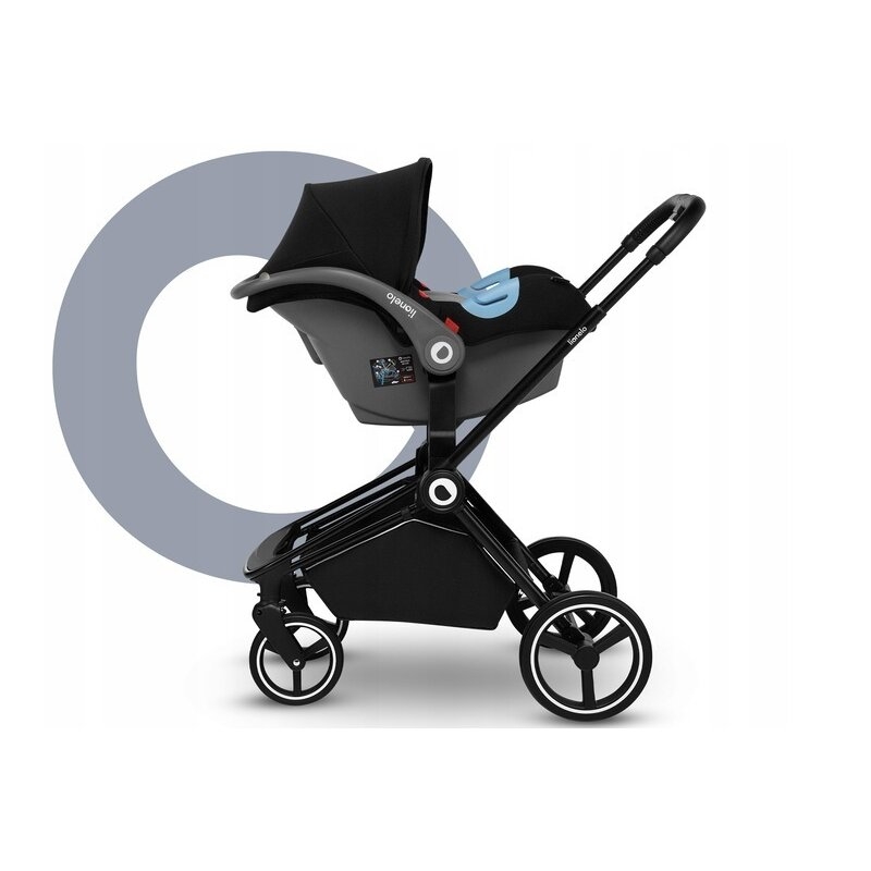 Lionelo - Carucior compact Mika, 3 in 1, Cadru din aluminiu, Cu landou intarit si salteluta moale, Scoica auto, Reversibil, Maner ajustabil, Huse pentru picioare, Plasa de tantari, Husa de ploaie, Pana la 22 kg, Gri Deschis