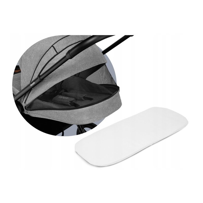 Lionelo - Carucior compact Mika, 2 in 1, Cadru din aluminiu, Cu landou intarit si salteluta moale, Reversibil, Maner ajustabil, Huse pentru picioare, Plasa de tantari, Husa de ploaie, Pana la 22 kg, Albastru