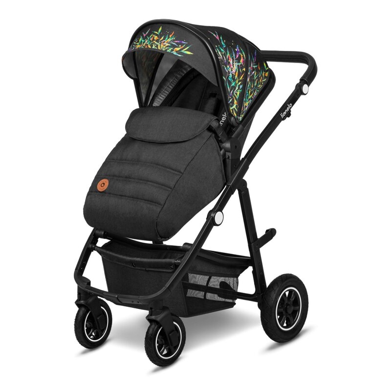 Lionelo - Carucior compact Amber Dreamin, 2 in 1, Cadru din aluminiu, Cu landou intarit si salteluta moale, Reversibil, Maner ajustabil, Huse pentru picioare, Plasa de tantari, Husa de ploaie, Geanta parinti, Pana la 22 kg, Negru