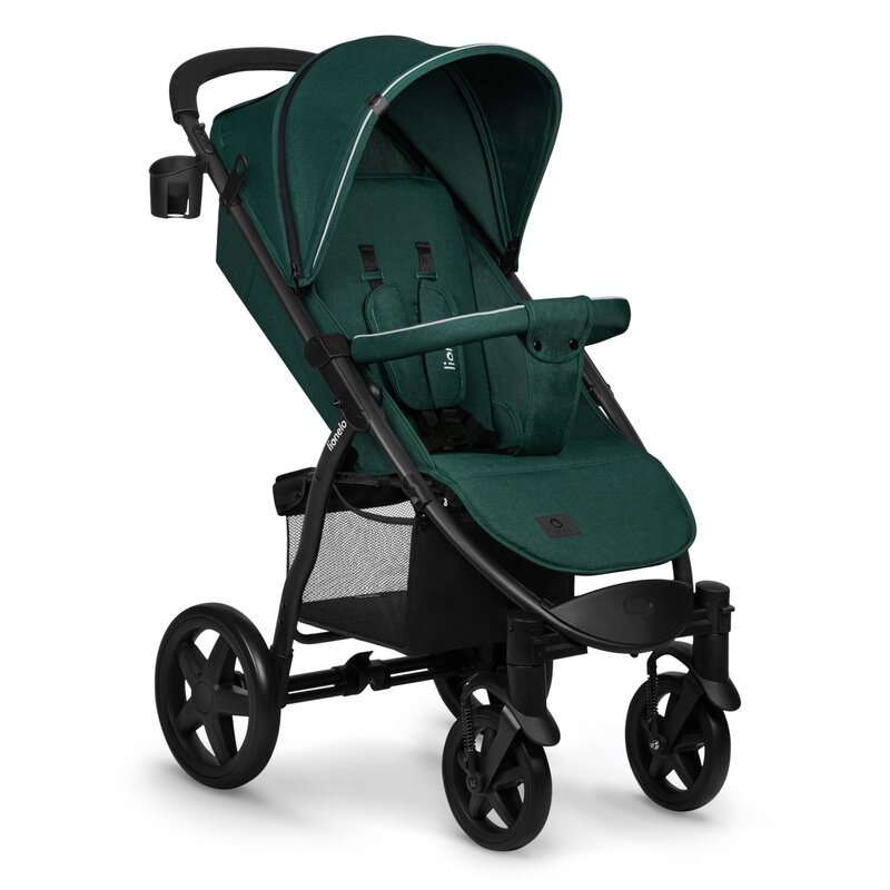 Lionelo - Carucior sport Annet Plus, De la nastere, Cu accesorii si capotina XXL reglabila, 0 - 22 Kg, Conform cu standardele europene de securitate EN1888-1 si EN1888-2, Verde