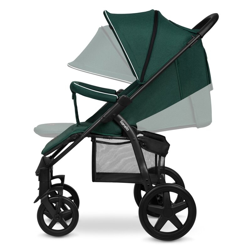 Lionelo - Carucior sport Annet Plus, De la nastere, Cu accesorii si capotina XXL reglabila, 0 - 22 Kg, Conform cu standardele europene de securitate EN1888-1 si EN1888-2, Verde