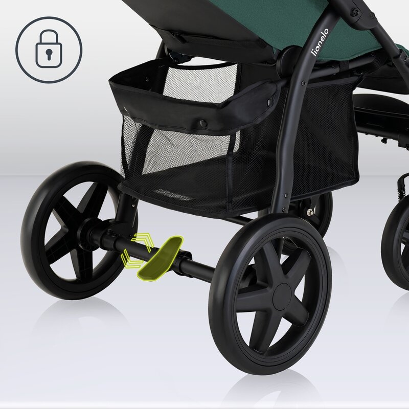 Lionelo - Carucior sport Annet Plus, De la nastere, Cu accesorii si capotina XXL reglabila, 0 - 22 Kg, Conform cu standardele europene de securitate EN1888-1 si EN1888-2, Verde