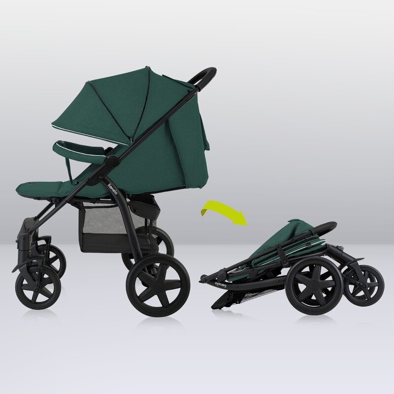 Lionelo - Carucior sport Annet Plus, De la nastere, Cu accesorii si capotina XXL reglabila, 0 - 22 Kg, Conform cu standardele europene de securitate EN1888-1 si EN1888-2, Verde