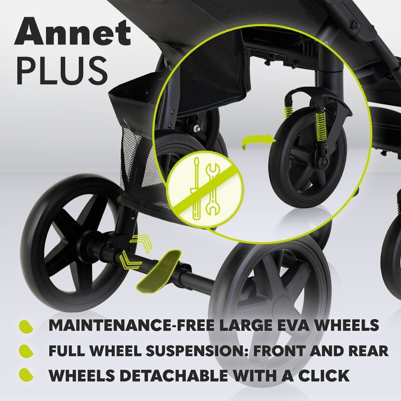 Lionelo - Carucior sport Annet Plus, De la nastere, Cu accesorii si capotina XXL reglabila, 0 - 22 Kg, Conform cu standardele europene de securitate EN1888-1 si EN1888-2, Verde