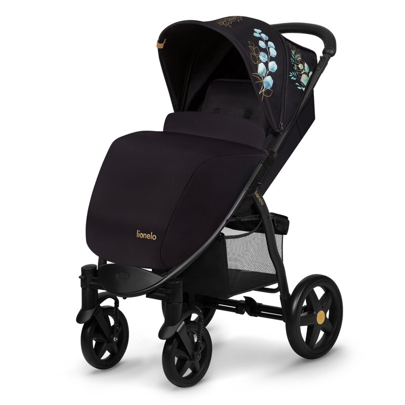 Lionelo - Carucior sport Annet Plus, Editie limitata, De la nastere, Cu accesorii si capotina XXL reglabila, 0 - 22 Kg, Conform cu standardele europene de securitate EN1888-1 si EN1888-2, Negru