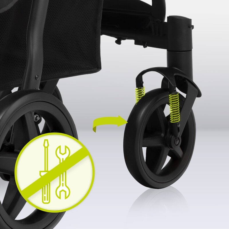 Lionelo - Carucior sport Annet Plus, Editie limitata, De la nastere, Cu accesorii si capotina XXL reglabila, 0 - 22 Kg, Conform cu standardele europene de securitate EN1888-1 si EN1888-2, Negru