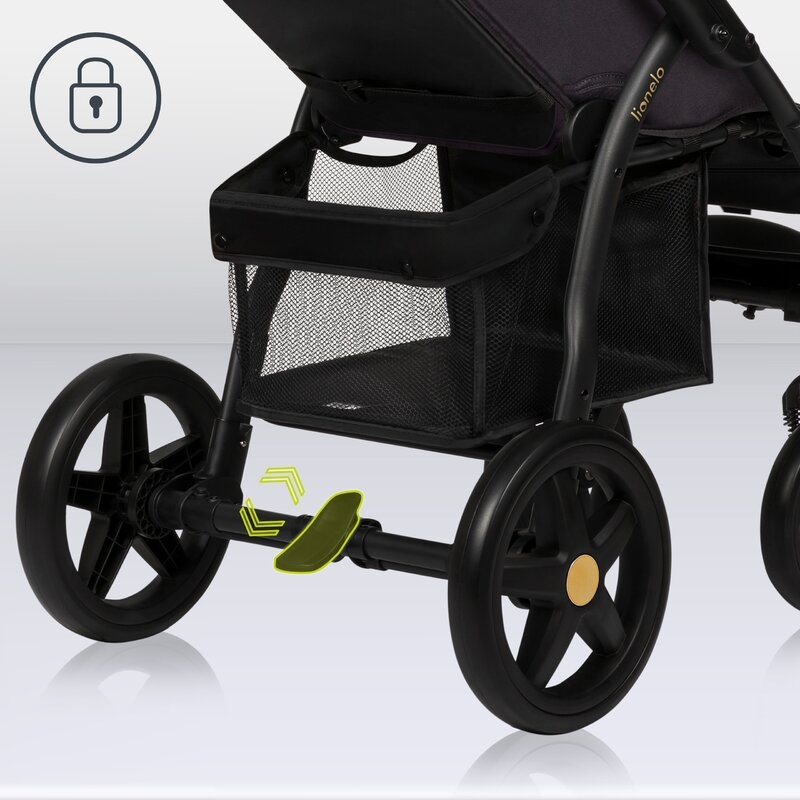 Lionelo - Carucior sport Annet Plus, Editie limitata, De la nastere, Cu accesorii si capotina XXL reglabila, 0 - 22 Kg, Conform cu standardele europene de securitate EN1888-1 si EN1888-2, Negru