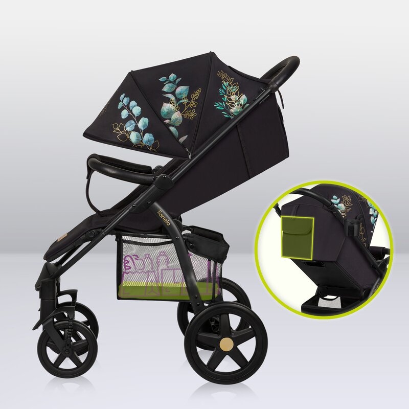 Lionelo - Carucior sport Annet Plus, Editie limitata, De la nastere, Cu accesorii si capotina XXL reglabila, 0 - 22 Kg, Conform cu standardele europene de securitate EN1888-1 si EN1888-2, Negru
