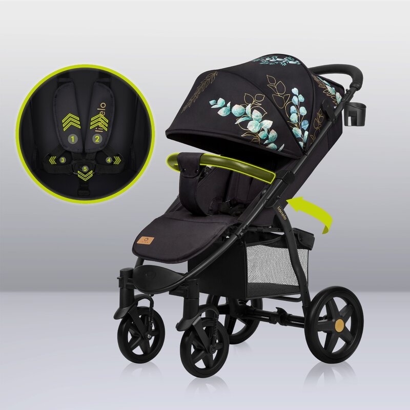 Lionelo - Carucior sport Annet Plus, Editie limitata, De la nastere, Cu accesorii si capotina XXL reglabila, 0 - 22 Kg, Conform cu standardele europene de securitate EN1888-1 si EN1888-2, Negru