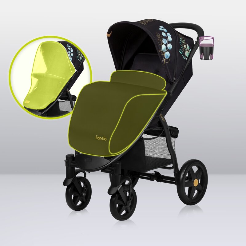 Lionelo - Carucior sport Annet Plus, Editie limitata, De la nastere, Cu accesorii si capotina XXL reglabila, 0 - 22 Kg, Conform cu standardele europene de securitate EN1888-1 si EN1888-2, Negru