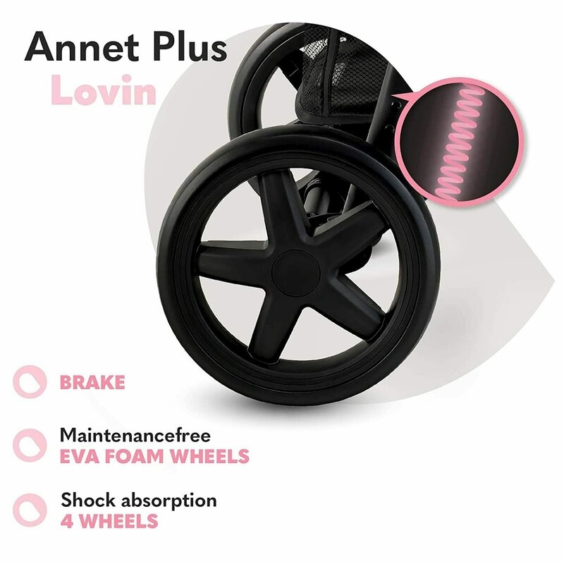Lionelo - Carucior sport Annet Plus Lovin\', De la nastere, Cu accesorii, 0 - 22 Kg, Negru