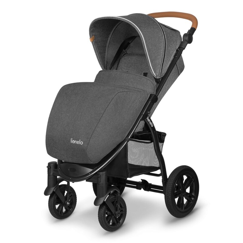Lionelo - Carucior sport Annet Tour, De la nastere, UPF 50+, Cu maner reglabil, Plasa de tantari, Suport biberon, Saculet pentru picioare, Pana la 22 kg, Gri