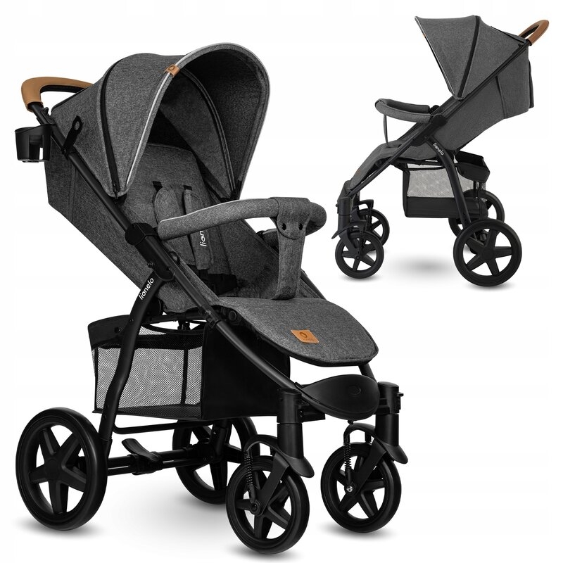 Lionelo - Carucior sport Annet Tour, De la nastere, UPF 50+, Cu maner reglabil, Plasa de tantari, Suport biberon, Saculet pentru picioare, Pana la 22 kg, Gri