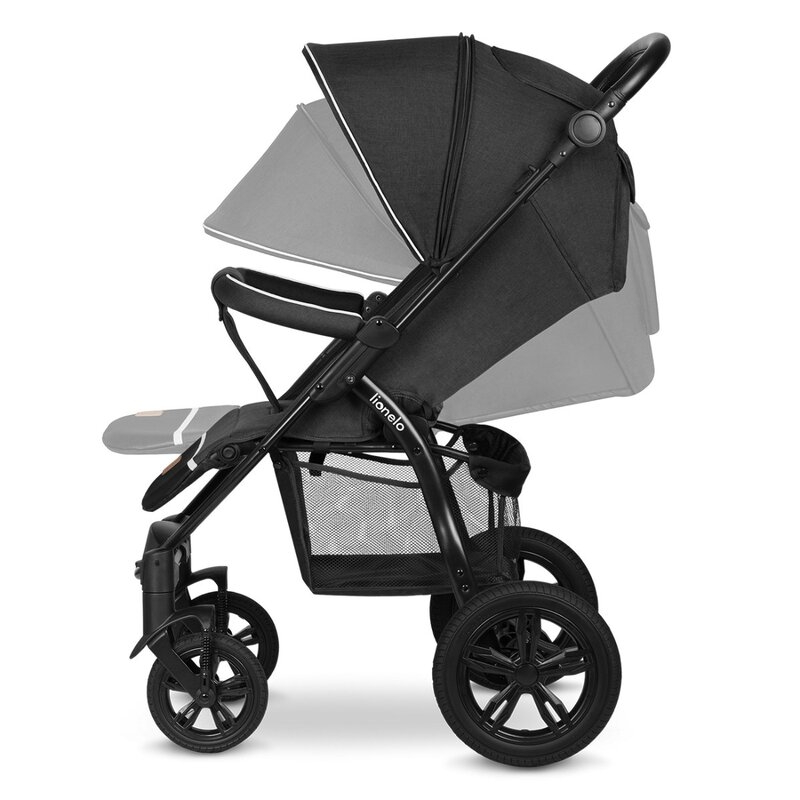 Lionelo - Carucior sport Annet Tour, De la nastere, UPF 50+, Cu maner reglabil, Plasa de tantari, Suport biberon, Saculet pentru picioare, Pana la 22 kg, Negru