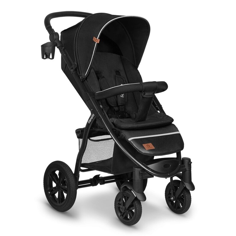 Lionelo - Carucior sport Annet Tour, De la nastere, UPF 50+, Cu maner reglabil, Plasa de tantari, Suport biberon, Saculet pentru picioare, Pana la 22 kg, Negru