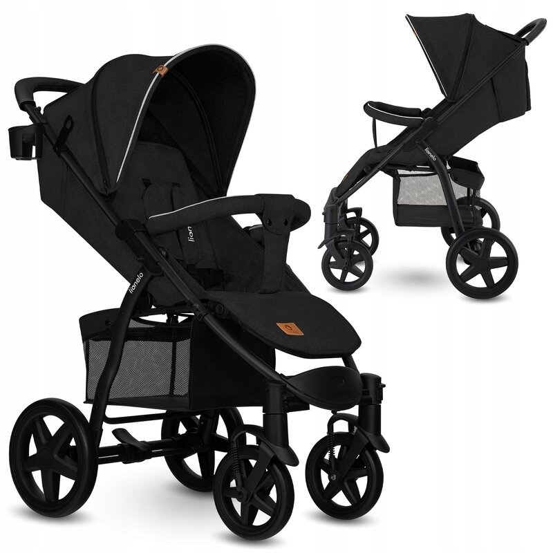 Lionelo - Carucior sport Annet Tour, De la nastere, UPF 50+, Cu maner reglabil, Plasa de tantari, Suport biberon, Saculet pentru picioare, Pana la 22 kg, Negru