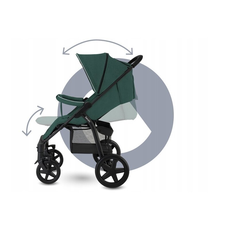 Lionelo - Carucior sport Annet Tour, De la nastere, UPF 50+, Cu maner reglabil, Plasa de tantari, Suport biberon, Saculet pentru picioare, Pana la 22 kg, Verde