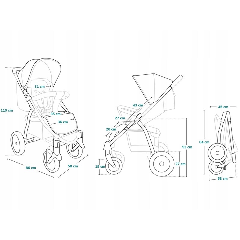 Lionelo - Carucior sport Annet Tour, De la nastere, UPF 50+, Cu maner reglabil, Plasa de tantari, Suport biberon, Saculet pentru picioare, Pana la 22 kg, Verde