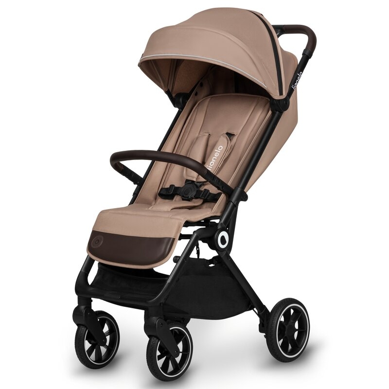Lionelo - Carucior sport Cloe, De la nastere, Cu accesorii, Cadru din aluminiu, 0-22 kg, Usor, Pliabil cu o singura mana, Ideal pentru toate tipurile de suprafete, Bej