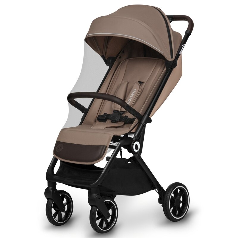 Lionelo - Carucior sport Cloe, De la nastere, Cu accesorii, Cadru din aluminiu, 0-22 kg, Usor, Pliabil cu o singura mana, Ideal pentru toate tipurile de suprafete, Bej