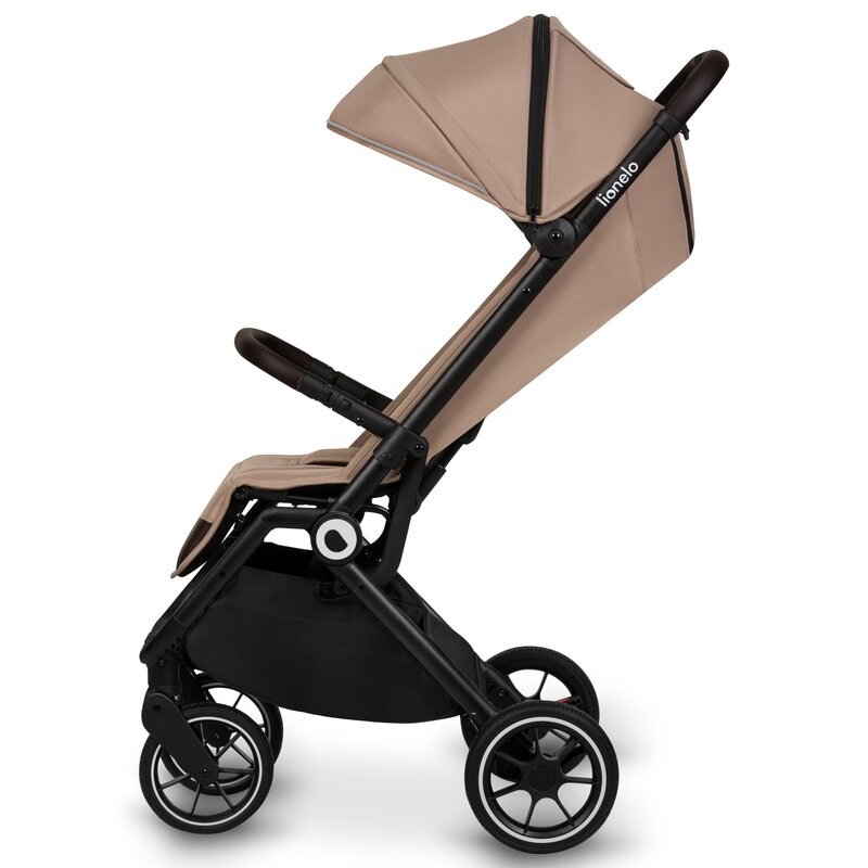 Lionelo - Carucior sport Cloe, De la nastere, Cu accesorii, Cadru din aluminiu, 0-22 kg, Usor, Pliabil cu o singura mana, Ideal pentru toate tipurile de suprafete, Bej