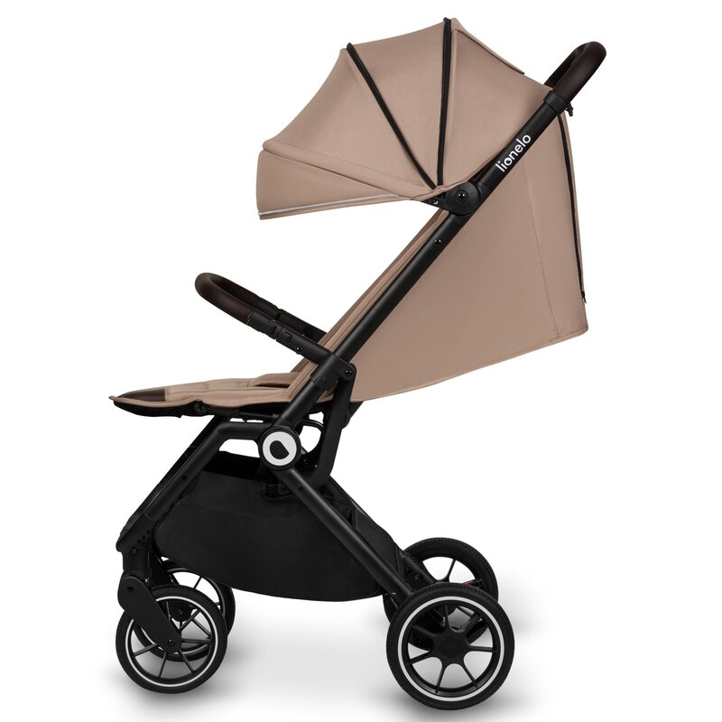 Lionelo - Carucior sport Cloe, De la nastere, Cu accesorii, Cadru din aluminiu, 0-22 kg, Usor, Pliabil cu o singura mana, Ideal pentru toate tipurile de suprafete, Bej