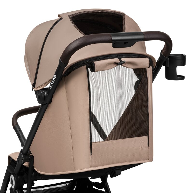 Lionelo - Carucior sport Cloe, De la nastere, Cu accesorii, Cadru din aluminiu, 0-22 kg, Usor, Pliabil cu o singura mana, Ideal pentru toate tipurile de suprafete, Bej
