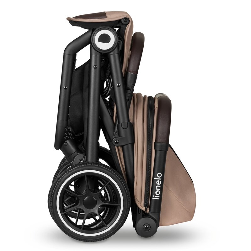 Lionelo - Carucior sport Cloe, De la nastere, Cu accesorii, Cadru din aluminiu, 0-22 kg, Usor, Pliabil cu o singura mana, Ideal pentru toate tipurile de suprafete, Bej