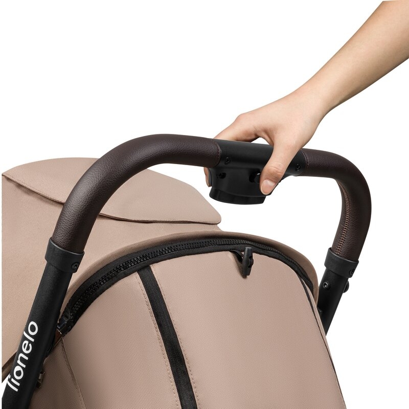 Lionelo - Carucior sport Cloe, De la nastere, Cu accesorii, Cadru din aluminiu, 0-22 kg, Usor, Pliabil cu o singura mana, Ideal pentru toate tipurile de suprafete, Bej
