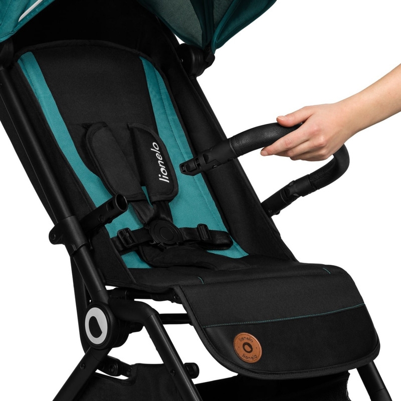 Lionelo - Carucior sport Cloe, De la nastere, Cu accesorii, Cadru din aluminiu, 0-22 kg, Usor, Pliabil cu o singura mana, Ideal pentru toate tipurile de suprafete, Verde smarald