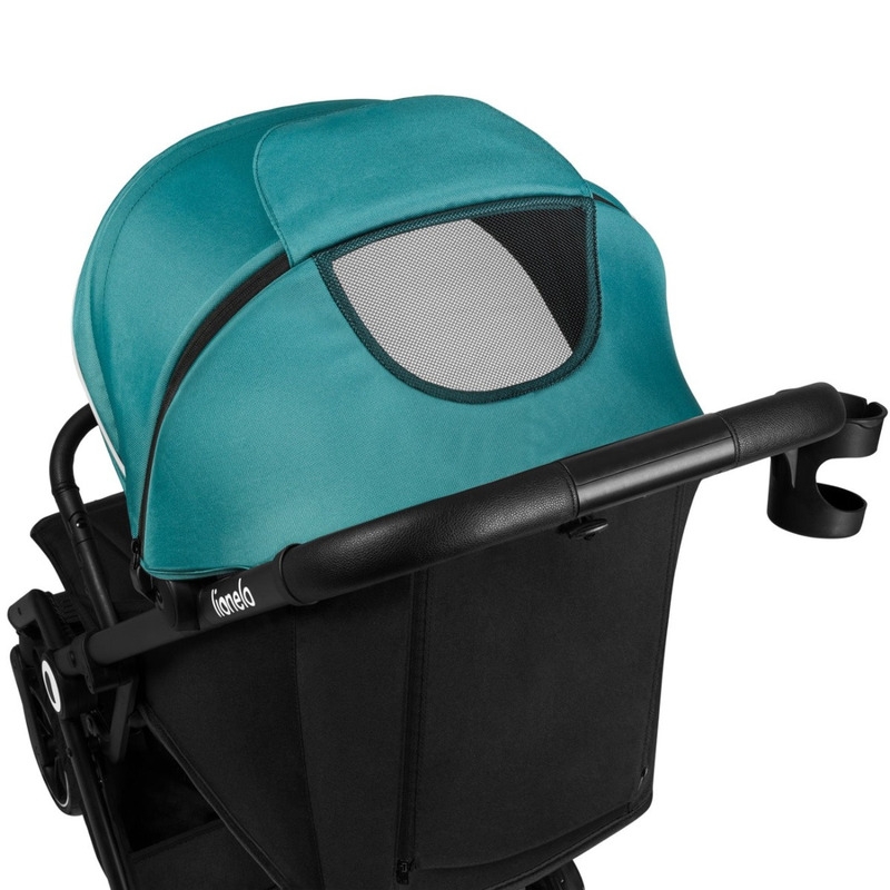 Lionelo - Carucior sport Cloe, De la nastere, Cu accesorii, Cadru din aluminiu, 0-22 kg, Usor, Pliabil cu o singura mana, Ideal pentru toate tipurile de suprafete, Verde smarald