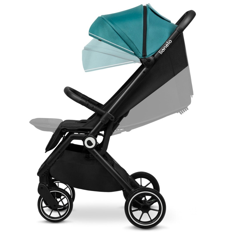 Lionelo - Carucior sport Cloe, De la nastere, Cu accesorii, Cadru din aluminiu, 0-22 kg, Usor, Pliabil cu o singura mana, Ideal pentru toate tipurile de suprafete, Verde smarald