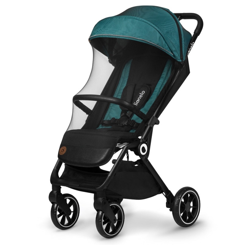 Lionelo - Carucior sport Cloe, De la nastere, Cu accesorii, Cadru din aluminiu, 0-22 kg, Usor, Pliabil cu o singura mana, Ideal pentru toate tipurile de suprafete, Verde smarald